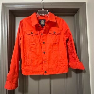 Bright Orange Denim Jean Jacket Medium NWOT